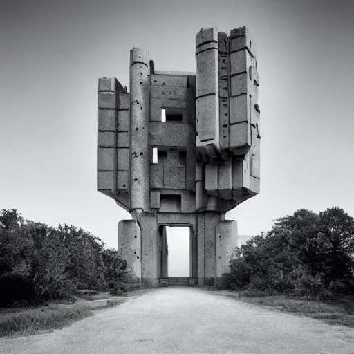 Image similar to scifi brutalist castle so tall it reaches space, photography