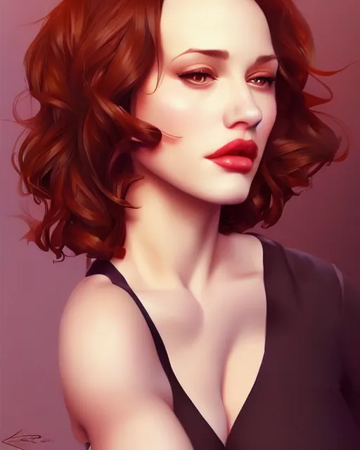 Prompt: a beautiful gina gershon christina hendricks kat dennings andrea ivanova, full lips, by wlop and ilya kuvshinov and artgerm,, gorgeous, stunning, alluring, artstation, deviantart, digital art