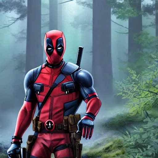 Image similar to deadpool and rocket raccoon in the woods digital art 4 k detailed