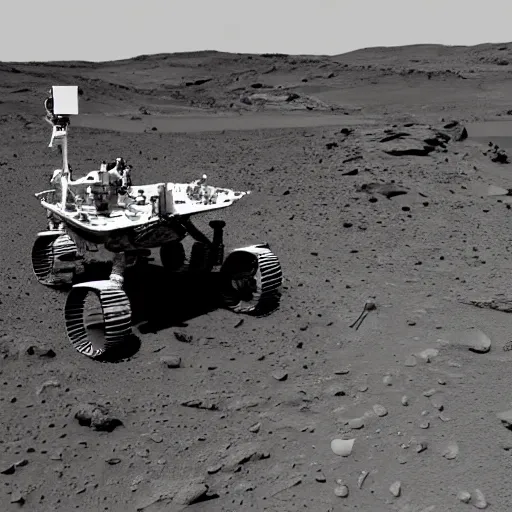 Image similar to carl sagan riding mars rover like a horse, carl sagan