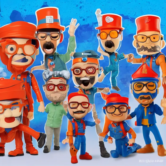 Image similar to Blippi, A funko pop of Blippi, figurine, detailed product photo