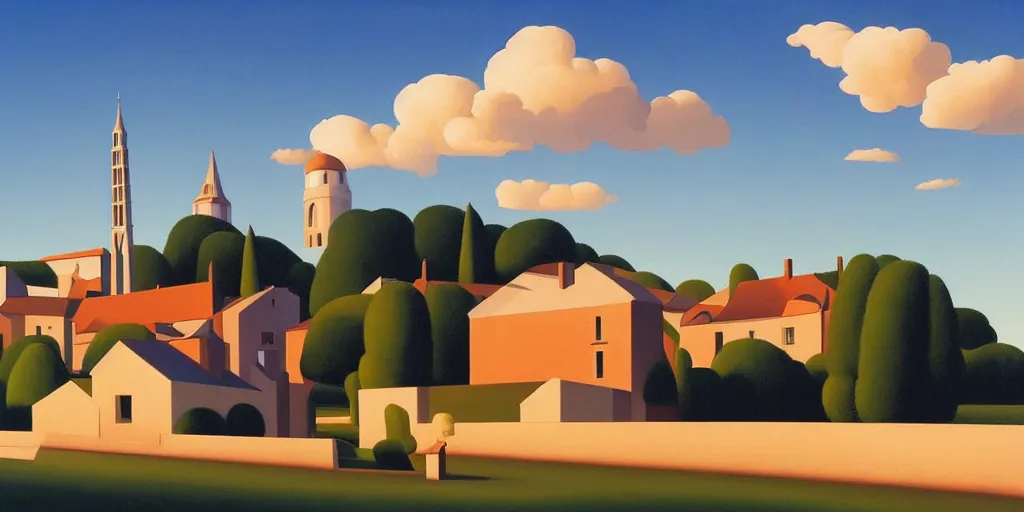 Image similar to dreaming of france, blue sky, summer evening, kenton nelson