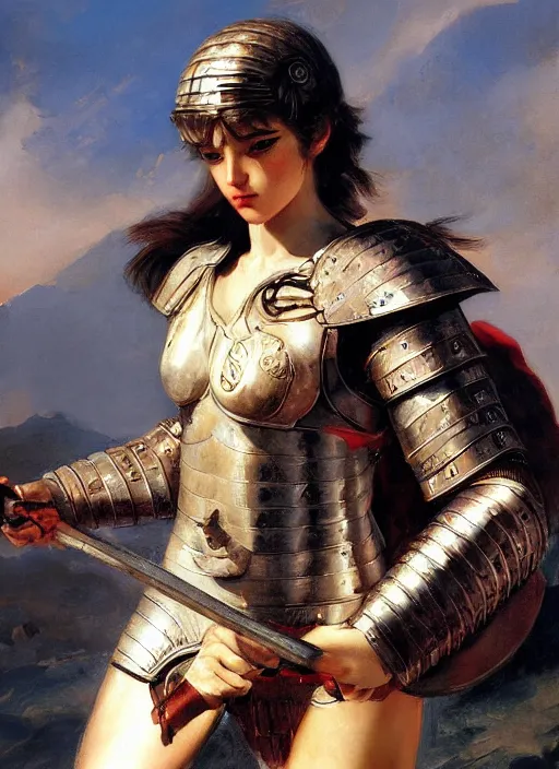 Image similar to close - up of an ancient greek character in armor, by ilya kuvshinov, by thomas lawrence, by bayard wu