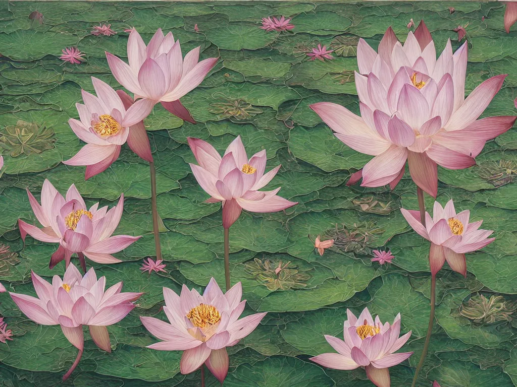 Prompt: a chaotic windy tornado of sacred lotus flowers, intricate details, aesthetically pleasing and harmonious natural colors, art by tiffany bozic, impressionism, detailed