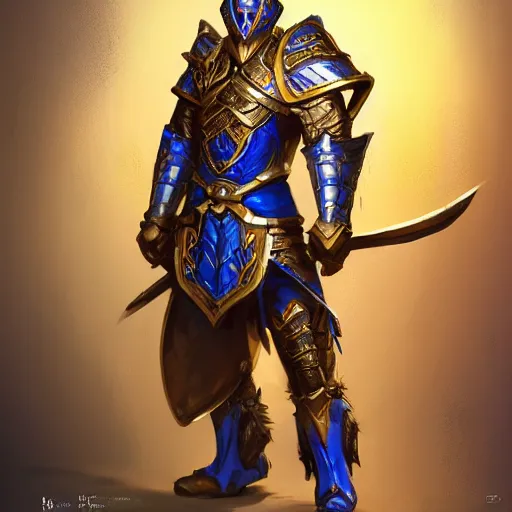 Prompt: concept art of heavy mithiril royal blue and gold elf armor warrior,dungeons and dragons armor, rpg, d&d, hyper detailed, digital art, artstation, high definition cgsociety, 8k, render, cinematic, symmetry, hyper realistic