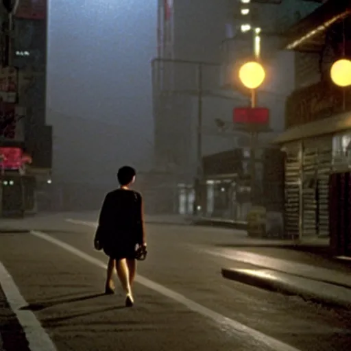 Image similar to lonely walk at midnight, movie by wong kar-wai