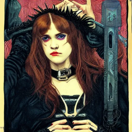 Image similar to album cover of Grimes as a highly detailed super villain character by dante gabriel rossetti