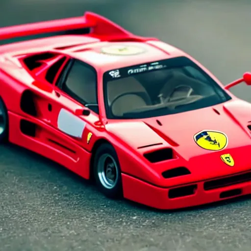 Prompt: a ferrari f 4 0 made of clay, claymation