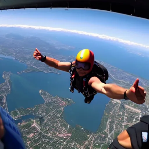 Image similar to first person point of view of skydiving