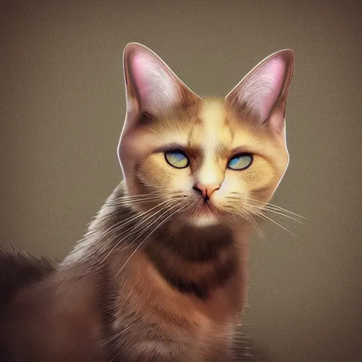 Prompt: a cat with human ears, digital art, realistic human ears