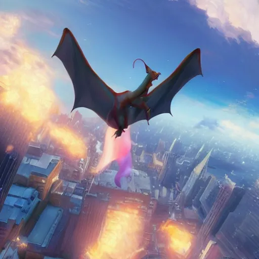 Prompt: charizard flying above new york, made by stanley artgerm lau, wlop, rossdraws, artstation, cgsociety, concept art, cgsociety, octane render, trending on artstation, artstationhd, artstationhq, unreal engine, 4 k, 8 k