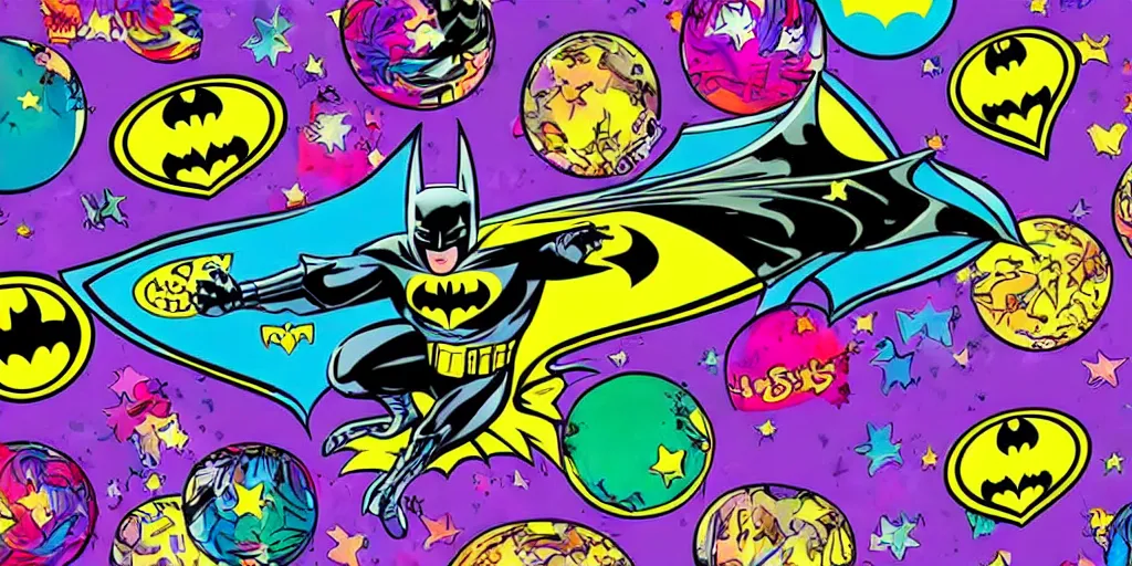 Prompt: batman in the style of lisa frank