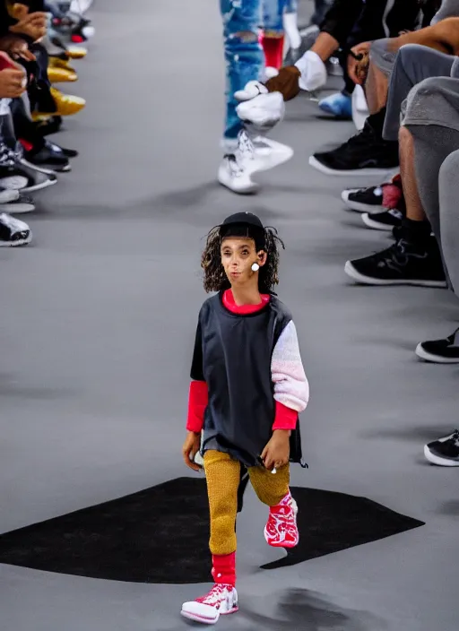 Image similar to hyperrealistic and heavy detailed air jordan runway show of bart simpson, leica sl 2 5 0 mm, vivid color, high quality, high textured, real life