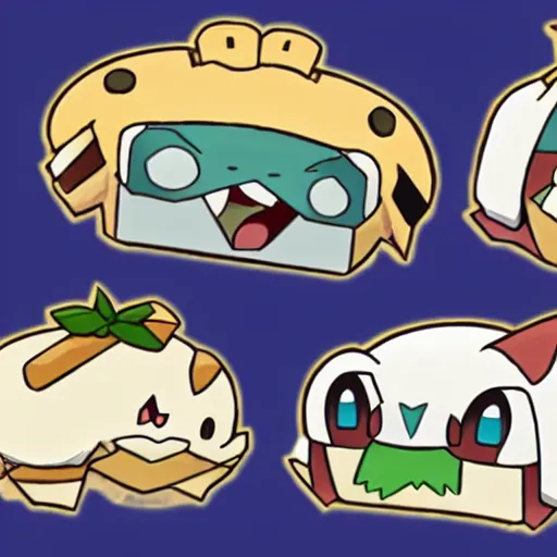 Prompt: ice cream sandwich pokemon by ken sugimori