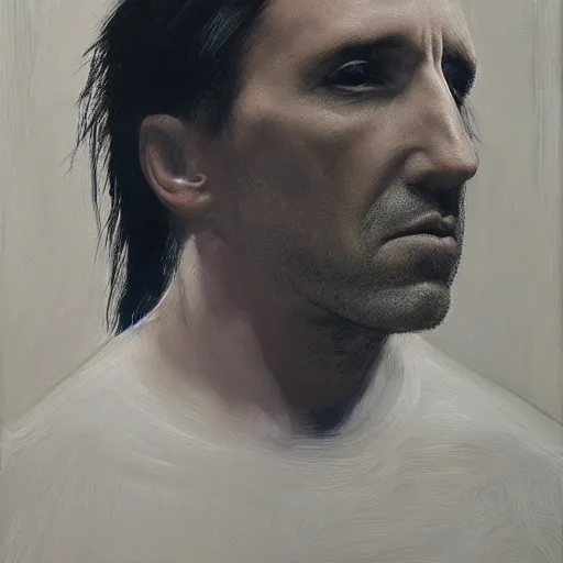 Image similar to Trent Reznor portrait, post-modern painting, museum art, mathieu malouf