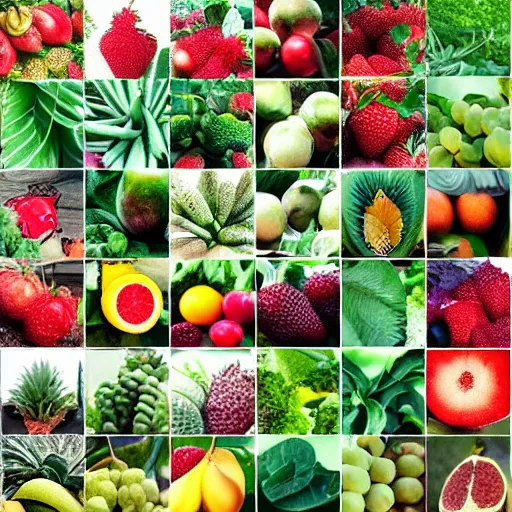 Prompt: instagram template frame made by plants and fruits