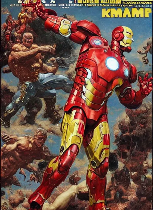 Prompt: brock lesnar as iron man, dynamic action, by lawrence alma tadema and zdzislaw beksinski and norman rockwell and jack kirby and tom lovell and greg staples