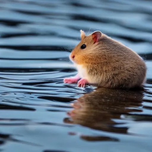 Image similar to a hamster riding on top of a duck, wildlife photography-g