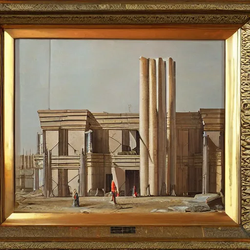 Prompt: painting of a scifi ancient civilzation victorian, brutalist architecture, bougeureau