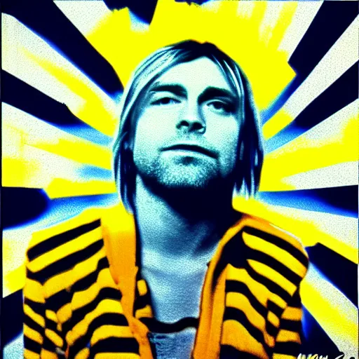 Image similar to kurt cobain op art,