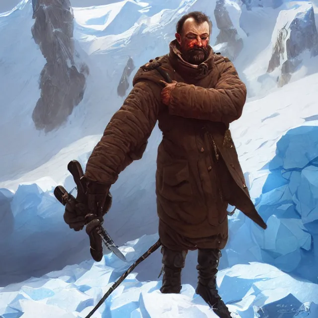 Image similar to christof romuald by stanley artgerm lau, antarctica, wlop, rossdraws, frank frazetta, andrei riabovitchev, marc simonetti