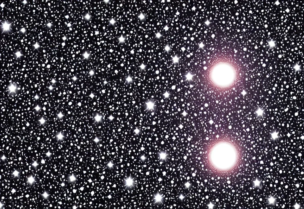Image similar to Black Hole surrounded big shiny stars trippy