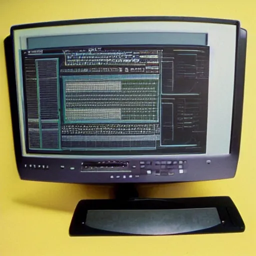 Image similar to crt monitor computer windows 1 9 9 9 computer graphics