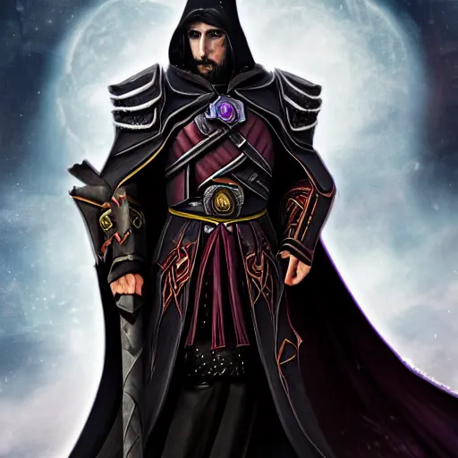 Image similar to medivh from world of warcraft, raven, dark, gloomy