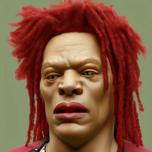 Image similar to trippie red,, a character portrait by senior character artist, trending on polycount, dada, rendered in cinema 4 d, rendered in unreal engine, rendered in maya,