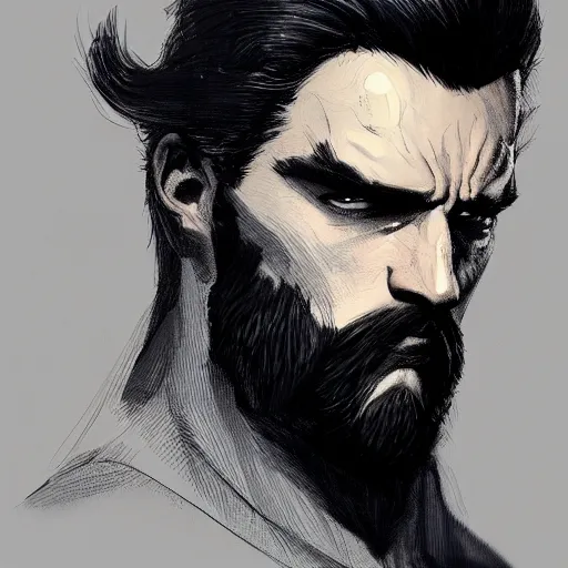 Image similar to Portrait from Batman with a beard, artstation