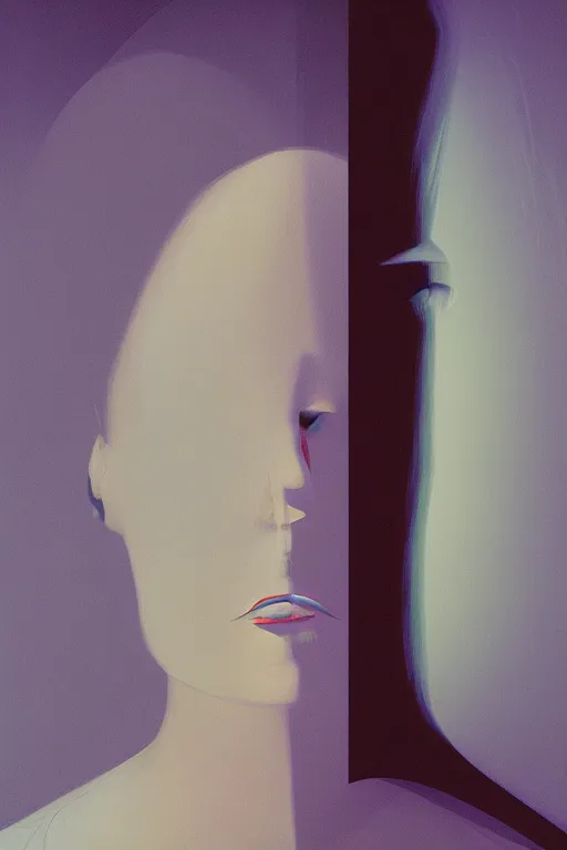 Image similar to woman wearing oculus and digital glitch head edward hopper and james gilleard, zdzislaw beksisnski, higly detailed
