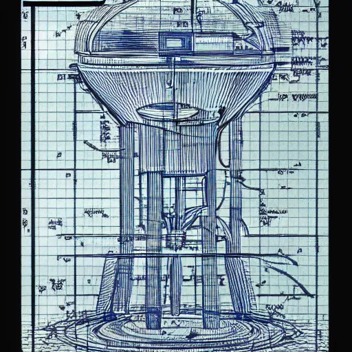 Image similar to blueprint of a time machine, detailed