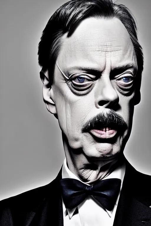 Prompt: extremely beautiful steve buscemi dressed as james bond, symmetrical, cinematic, elegant, luxury, real photography, 4 k, ultra hd, times journal cover