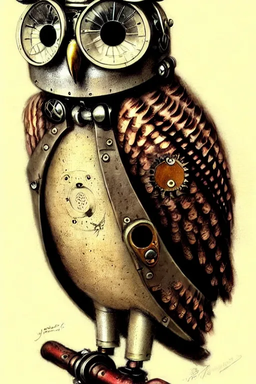 Prompt: (((((1950s robot steampunk detailed owl . muted colors.))))) by Jean-Baptiste Monge !!!!!!!!!!!!!!!!!!!!!!!!!!!!!!