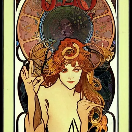Image similar to occult detective by alphonse mucha