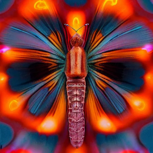 Prompt: an extreme close - up symmetrical portrait of an ornamental bone butterfly, photographic filter, unreal engine 5, realistic, hyperdetailed, 8 k, cinematic, volumetric lighting, very realistic effect, hd, hdr, 4 k, sharp focus, octane render, ultra detailed, high resolution, trending on artstation in the style of albert dros glowing rich colors powerful imagery