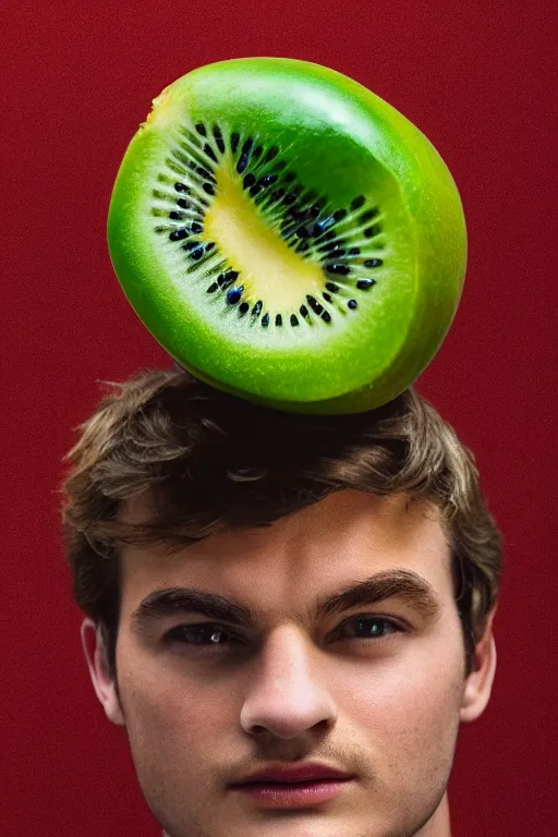 Image similar to 📷 joe keery the kiwi fruit 🥝, made of food, head portrait, dynamic lighting, 4 k