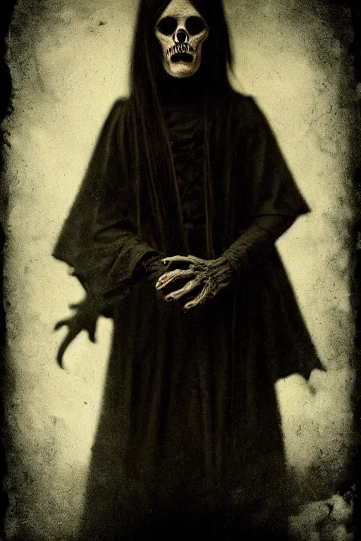 Image similar to a creepy demon, a character portrait, photograph by Kyle Thompson, Victorian England, deviantart, gothic art, deviantart, tintype photograph, goth