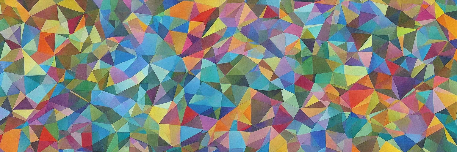 Image similar to landscape scenery, Mural, Hyperprism, Geometric, Polygonal