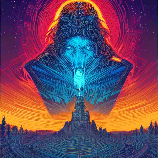 Prompt: painting of the ever looking god by Dan Mumford