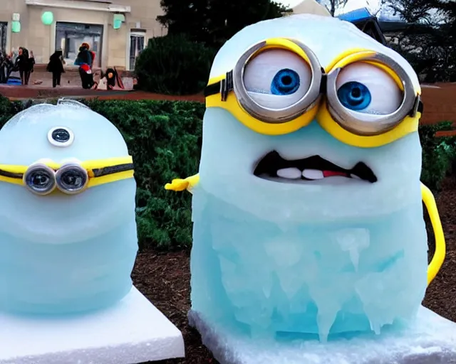 Image similar to ice sculpture inspired by a minion.