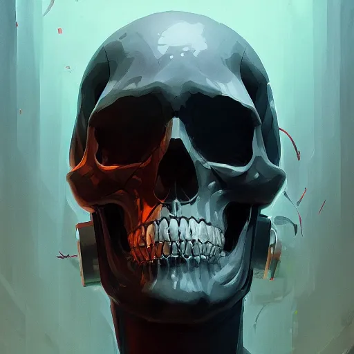 Image similar to a skull face monster minimalist, cyberpunk, behance hd by jesper ejsing, by rhads, makoto shinkai and lois van baarle, ilya kuvshinov, rossdraws global illumination ray tracing hdr radiating a glowing aura