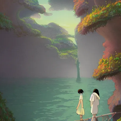 Prompt: spirited away creature in ghibli artstyle,peace atmopshere, wonderful scene, 8k, smooth, detailed with high quality, details