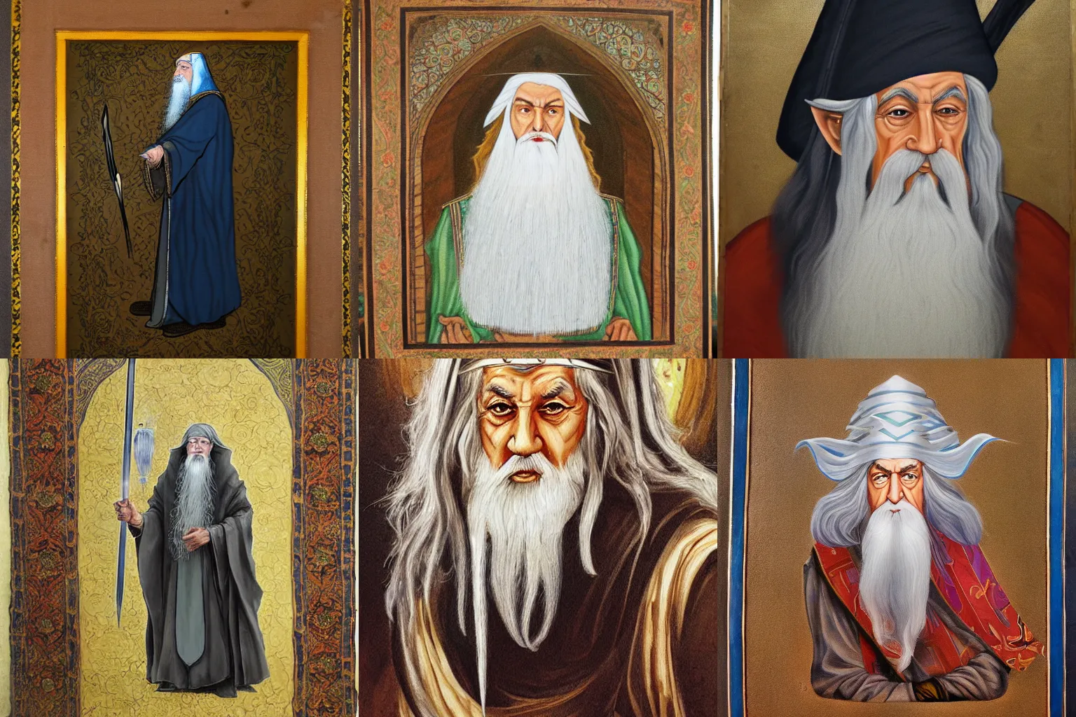 Prompt: persian painting of gandalf