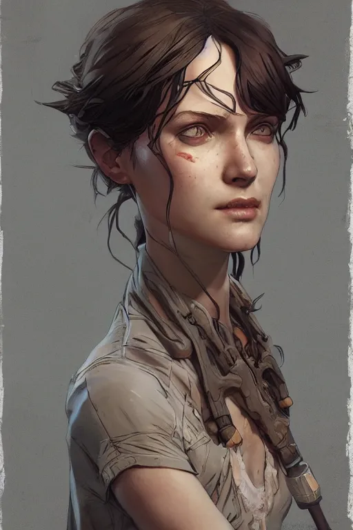 Image similar to clementine walking dead telltale games, intricate, elegant, highly detailed, digital painting, artstation, concept art, smooth, sharp focus, illustration, art by krenz cushart and artem demura and alphonse mucha