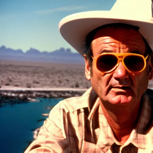 Image similar to bill murray in fear and loathing in las vegas, movie still, promotional shot