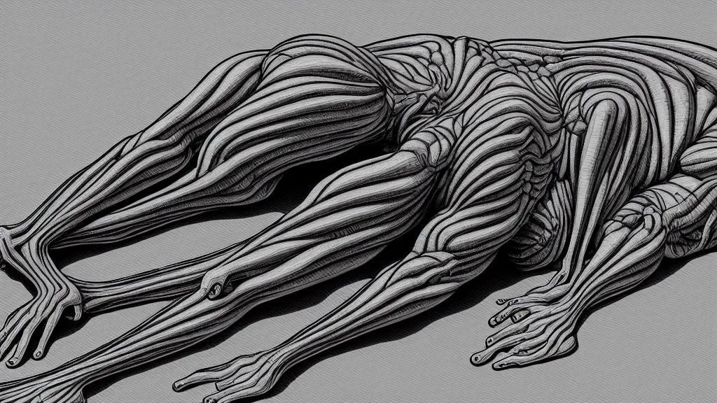 Image similar to comfortable bed that makes me want to sleep, hyperdetailed, artstation, cgsociety, style of Giger, H. R. GIGER, style of Junji Ito, 4K, highly detailed, minimalistic, minimalistic, minimalistic, fine tuned, machina