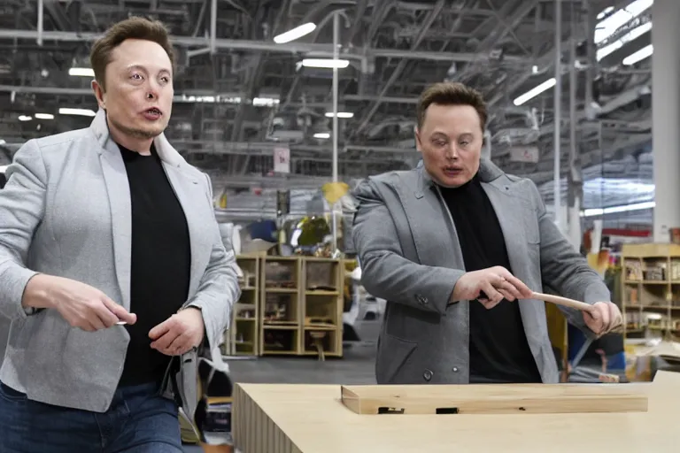 Prompt: elon musk putting bombs in ikea