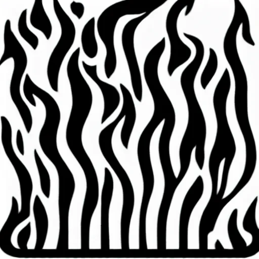Image similar to 2 d pictogram of flames coming out the top, black and white