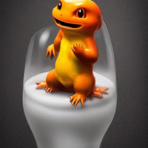 Image similar to a charmander clear ice sculpture, ultra realistic, concept art, intricate details, highly detailed, photorealistic, octane render, 8 k, unreal engine, art by frank frazetta, simon bisley, brom